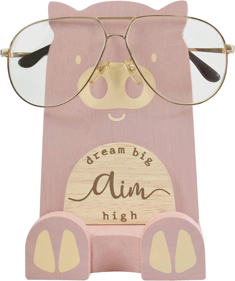 I'm Wood Multipurpose Eyeglass Phone Pen & Pig Pencil Holder Stand Stationery Desk Box Organizer Accessories Decor, Home Office Desktop Decoration Birthday Graduation Gifts â€œDream Big Aim Highâ€ (Piggy) - Image 3